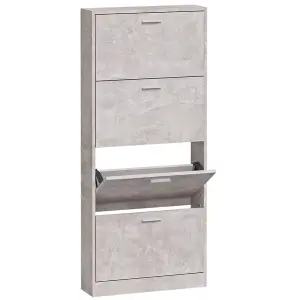 Berkfield Shoe Cabinet Concrete Grey 59x17x150 cm Engineered Wood