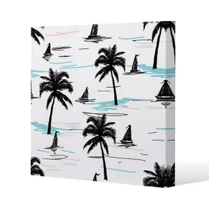 Palm Trees & Sailboats (Canvas Print) / 114 x 114 x 4cm