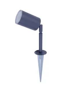 GoodHome Matt Dark Grey Silver effect Integrated LED Outdoor Stake light (D)60mm