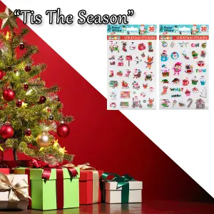 Christmas Stickers Themed 1x Varied Design 24.9x14.6x0.1cm Christmas Themed