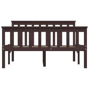 Berkfield Bed Frame Dark Brown Solid Pinewood 120x200 cm