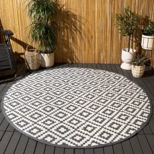 Outdoor Rug Garden Geometric Waterproof Area Mat, Grey White - 170cm