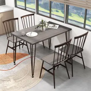 COSTWAY 5-Piece Dining Table Set  Rectangular Kitchen Table & 4 Chairs w/ Metal Frame