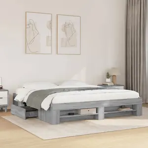 Berkfield Bed Frame without Mattress Grey Sonoma 180x200 cm Super King Engineered Wood