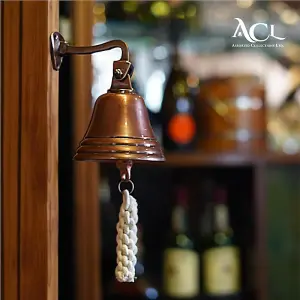 Copper Bell Bar Accessories for Home Pub Hand Bell Wall Mounted Bar Bell Nautical Decorations Unique Bronze Bell 10 Inch