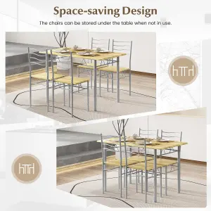 Costway 5 PCS Dining Table Set w/ Rectangular Tabletop Industrial Kitchen Table 4 Chairs Set