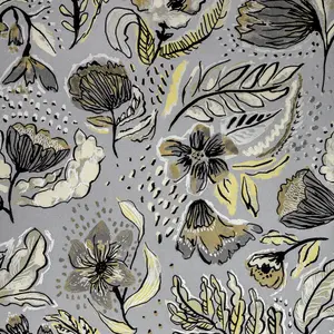 Galerie Pepper Felice Silver Shimmer Flocked Wild Flower Wallpaper