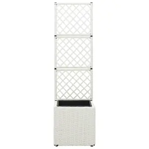 Berkfield Trellis Raised Bed with 1 Pot 30x30x107 cm Poly Rattan White