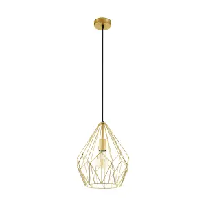 Hanging Ceiling Pendant Light Gold Wire Cage 1x 60W E27 Hallway Feature Lamp