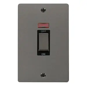 Flat Plate Black Nickel 2 Gang Ingot Size 45A Switch With Neon - Black Trim - SE Home