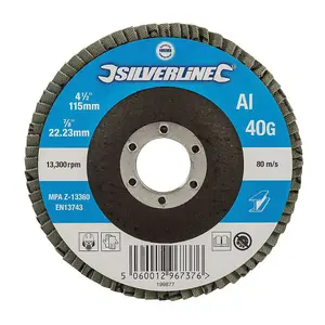 Silverline Aluminium Oxide Flap Disc - 115mm 40 Grit