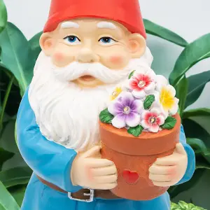 Traditional Garden Gnome With Light-Up Flower Pot