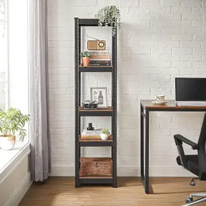 SONGMICS Storage Organizer Shelving Units, Set of 2, Storage Racks, Shelves, Industrial, Adjustable, Rustic Brown and Black