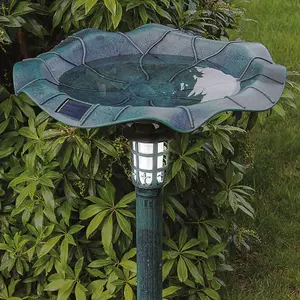 GardenKraft 17430 Bird Bath with Solar Powered Light