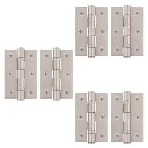 AFIT Satin Nickel Door Hinges - 3 Inch / 76mm  Internal Fire Door Hinges - 3 Pairs