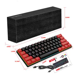 Red 60% Portable LED Backlit Mechanical Gaming Keyboard