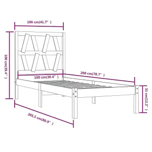 Berkfield Bed Frame Honey Brown Solid Wood Pine 100x200 cm