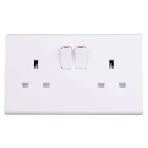 Deta S1209SDP Slimline Switch Socket Outlet 2 Gang / Double / Twin DP 13 Amp