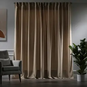 Extra Long & Extra Wide Decorative Curtain Single Panel Beige / 140cm Width x 500cm Drop