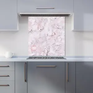 Pale Pink Quartz Effect Premium Glass Kitchen Splashback W600mm x H650mm