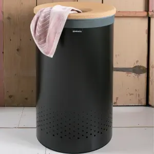 Brabantia Matt Black Steel Large Laundry bin, 60L