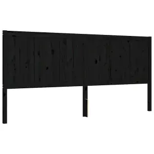 Berkfield Bed Frame with Headboard Black 200x200 cm Solid Wood