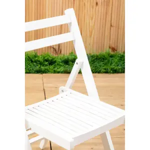 Interiors by Premier Wood White Finish Folding Chair, Space-saver Camping Chair, Easy Foldable Wood Chair, Easy to Clean Chair