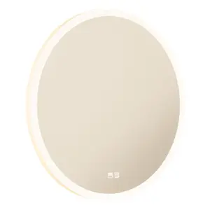 600mm Round IP44 LED Bathroom Mirror & Demister - Tunable White Diffused Border