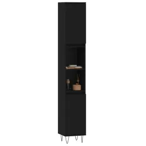 Berkfield Bathroom Cabinet Black 30x30x190 cm Engineered Wood