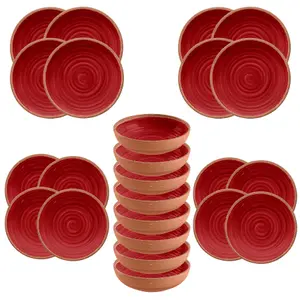 Purely Home Rustic Swirl Red Melamine 24 Piece Outdoor Dinnerware Set for 8