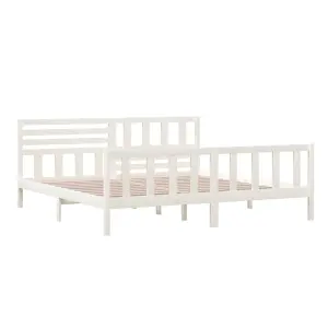 Berkfield Bed Frame White Solid Wood 200x200 cm