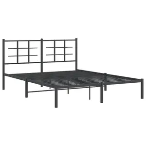 Berkfield Metal Bed Frame without Mattress with Headboard Black 150x200cm