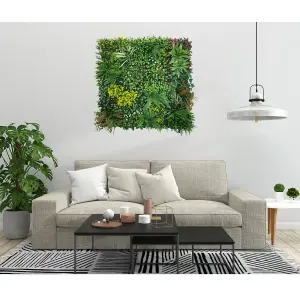 Artificial Plant Flower Living Wall Panels Realistic - Lowther Green - Indoor / Outdoor - 1m x 1m - Home, Garden, Office