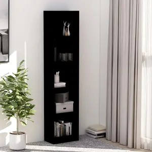 Berkfield 5-Tier Book Cabinet Black 40x24x175 cm Engineered Wood