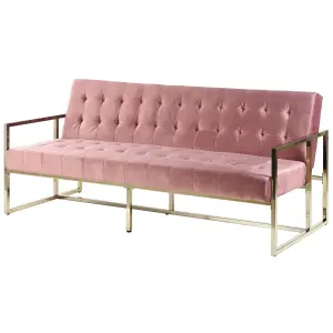 3 Seater Sofa MARSTAL Pink Velvet