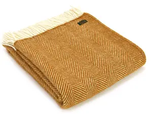 Fishbone Mustard 100% Wool Throw