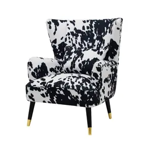 Fabric Cow Print Victoria Accent Wingback Chair