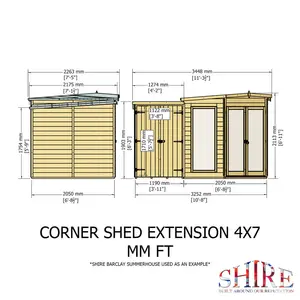 Shire Barclay Corner Summerhouse With Side Shed 7 Ft X 11 Ft