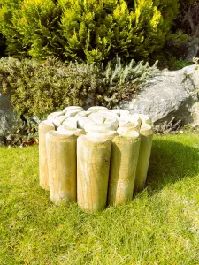 Wooden Log Edging rolls Border Lawn Border Edge  (H)180mm (L)1.8m Set of 4