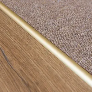 Anodised aluminium single edge carpet profile cover strip door floor bar trim 1000mm x 10mm C07 gold