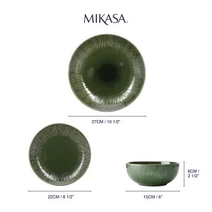 Mikasa Jardin 12-Piece Stoneware Dinner Set, Green