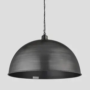 Industville Brooklyn Giant Dome Pendant, 24 Inch, Pewter, Pewter Chain Holder