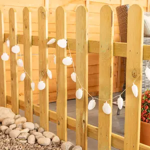 ValueLights Set of 20 White Seashell Outdoor Garden Solar String Lights