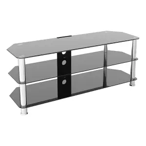 AVF Black Glass and Chrome 1.25m TV Stand with Cable Management