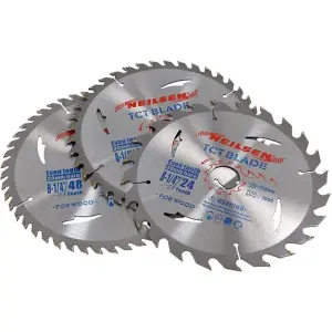 3 x 210mm (8 1/4") TCT Circular Saw Blades 30mm (Neilsen CT3536)