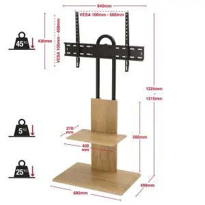 TTAP Oak TV Stand with Bracket for up to 65" TVs