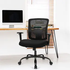 COSTWAY 180kg Big and Tall Mesh Office Chair with Lumbar Support