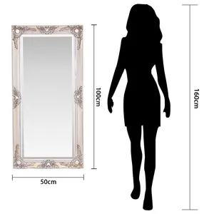 Villanova Solid Wood Flat Wall Mirror Champagne / 100cm H x 50cm W