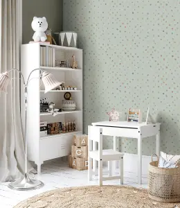 Galerie Great Kids Sage Smooth Glitter Watercolor Dots Wallpaper Roll