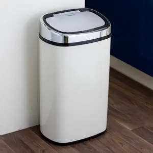 Steel Motion Sensor Rubbish Bin - 58L Almond